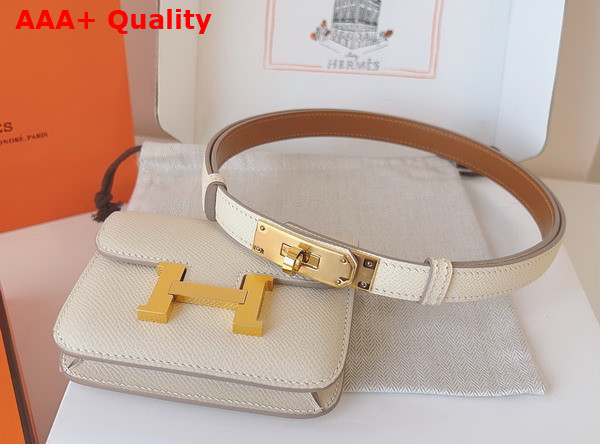 Hermes Constance Slim Wallet with Kelly Belt Blanc Epsom Calfskin Replica