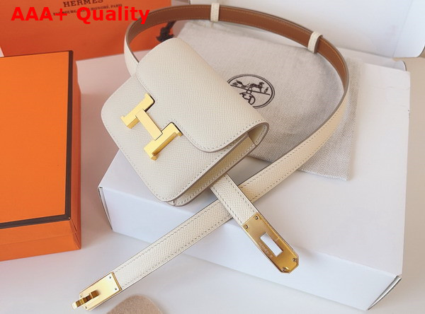 Hermes Constance Slim Wallet with Kelly Belt Blanc Epsom Calfskin Replica