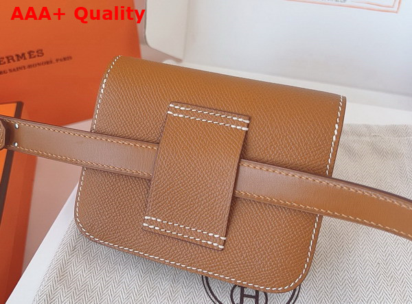 Hermes Constance Slim Wallet with Kelly Belt Gold Brown Epsom Calfskin Replica