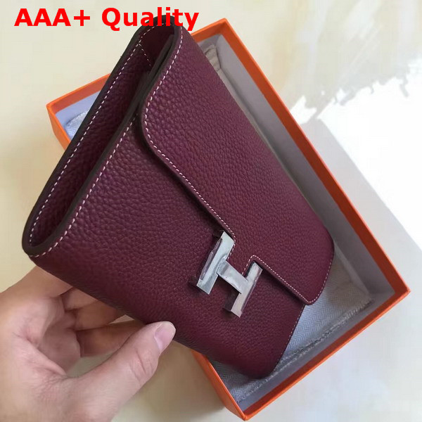 Hermes Constance Wallet Burgundy Togo Leather Replica