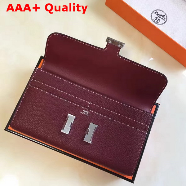 Hermes Constance Wallet Burgundy Togo Leather Replica