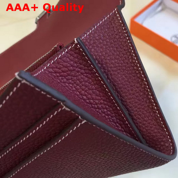 Hermes Constance Wallet Burgundy Togo Leather Replica