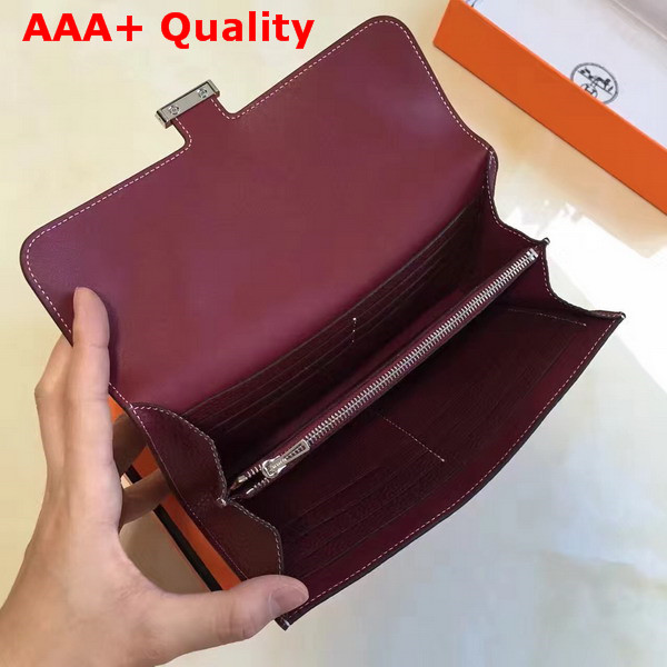 Hermes Constance Wallet Burgundy Togo Leather Replica