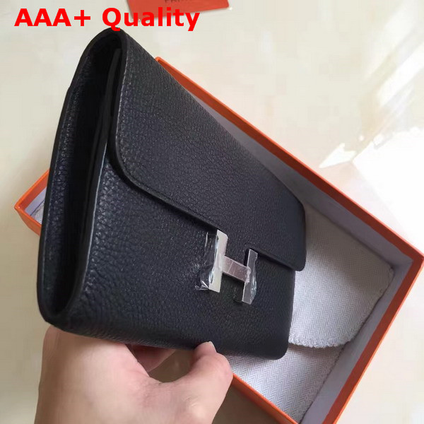 Hermes Constance Wallet in Black Togo Leather Replica