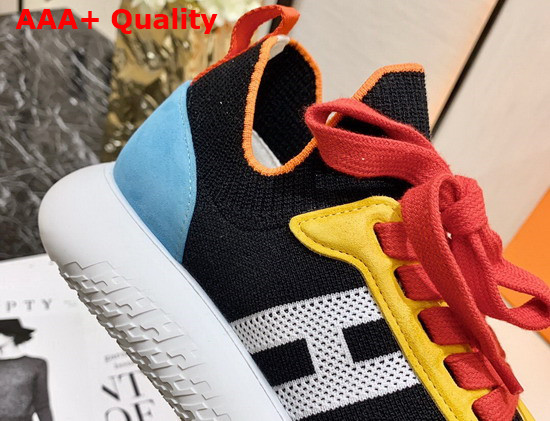 Hermes Crew Sneaker in Knit and Suede Goatskin with Signature Rubber Sole Multicolor Replica