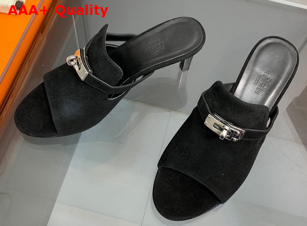 Hermes Cute Sandal in Black Suede Goatskin Replica