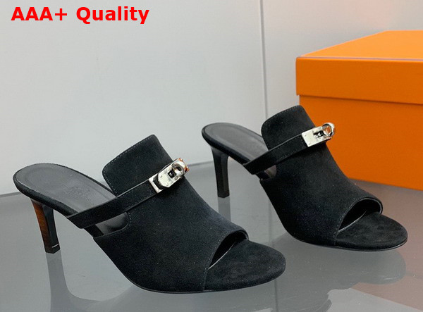 Hermes Cute Sandal in Black Suede Goatskin Replica