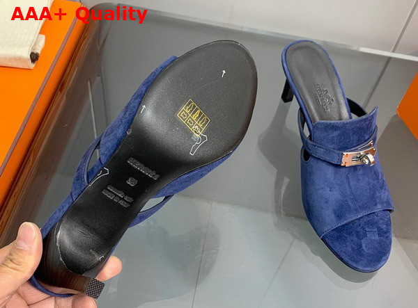 Hermes Cute Sandal in Blue Suede Goatskin Replica