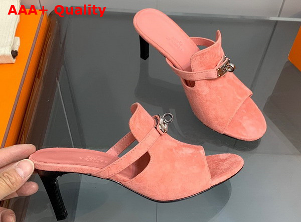 Hermes Cute Sandal in Pink Suede Goatskin Replica