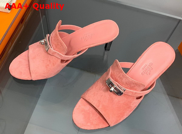 Hermes Cute Sandal in Pink Suede Goatskin Replica