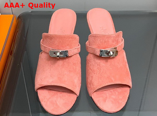 Hermes Cute Sandal in Pink Suede Goatskin Replica