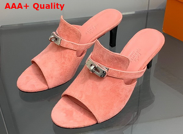 Hermes Cute Sandal in Pink Suede Goatskin Replica