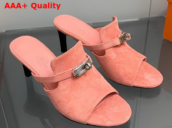 Hermes Cute Sandal in Pink Suede Goatskin Replica