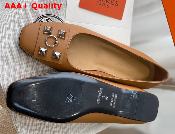 Hermes Danseuse Ballet Flat Beige Dore Calfskin Replica