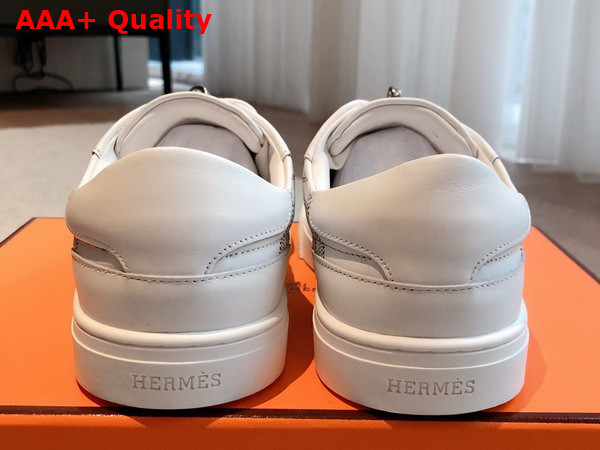 Hermes Day Sneaker Blanc Perforated Calfskin with Functional Palladium Plated Kelly Buckle Replica