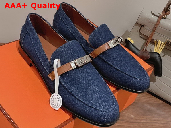 Hermes Destin Loafer in Blue Denim Replica