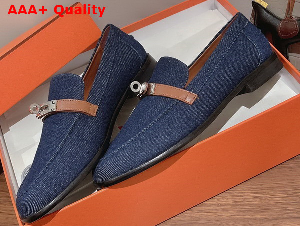 Hermes Destin Loafer in Blue Denim Replica