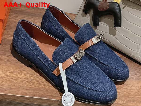 Hermes Destin Loafer in Blue Denim Replica