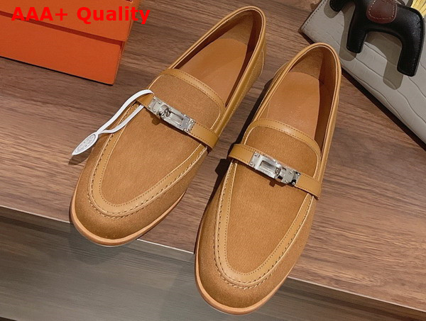 Hermes Destin Loafer in Naturel Canvas and Calfskin Replica