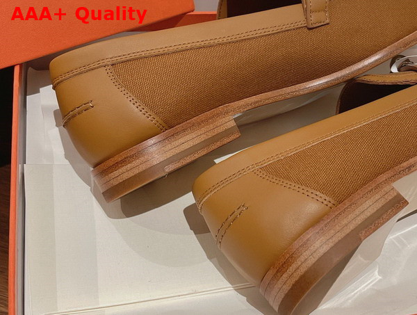 Hermes Destin Loafer in Naturel Canvas and Calfskin Replica