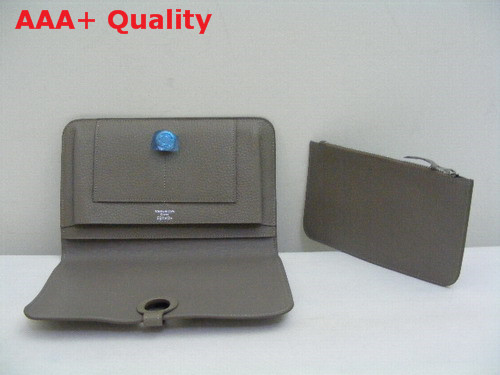 Hermes Dogon Combined Wallet Grey Replica