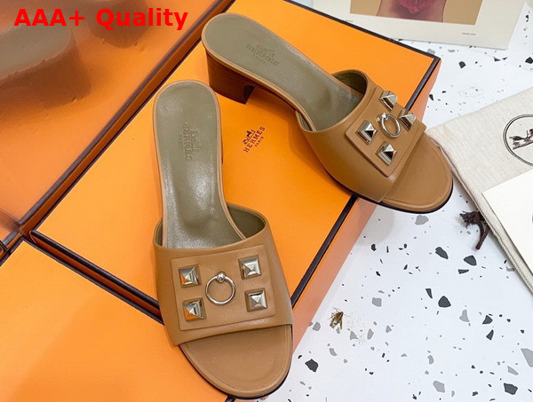 Hermes Dreamy Sandal Beige Dore Calfskin Replica