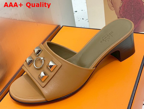 Hermes Dreamy Sandal Beige Dore Calfskin Replica