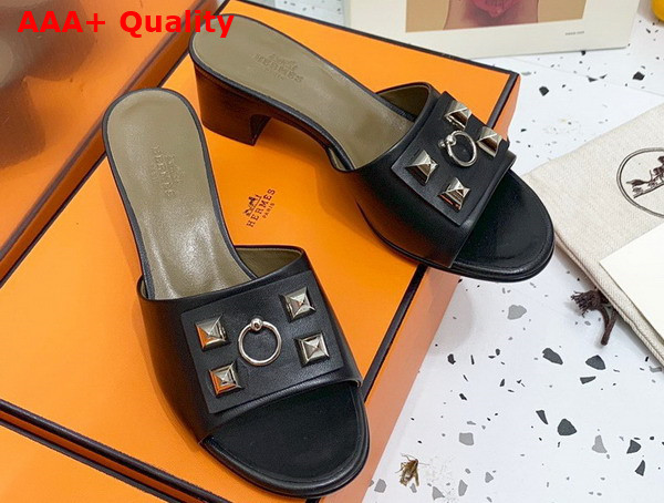 Hermes Dreamy Sandal Noir Dore Calfskin Replica