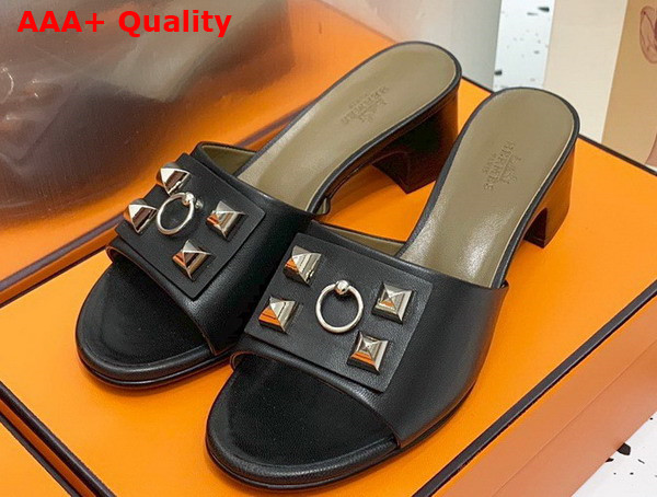 Hermes Dreamy Sandal Noir Dore Calfskin Replica