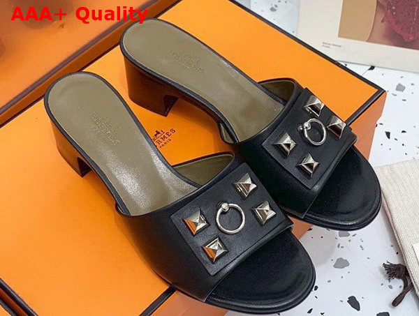 Hermes Dreamy Sandal Noir Dore Calfskin Replica