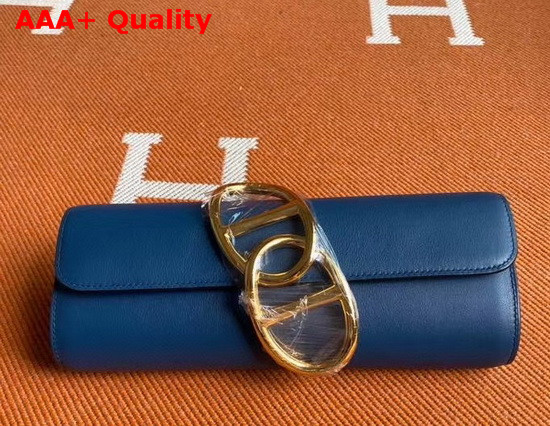 Hermes Egee Clutch in Blue Swift Calfskin Replica