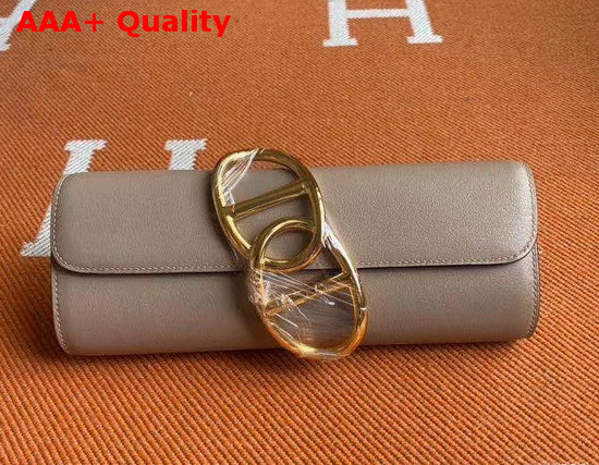 Hermes Egee Clutch in Light Grey Swift Calfskin Replica