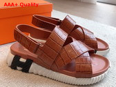 Hermes Electric Sandal in Brown Crocodile Embossed Calfskin Replica