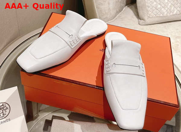 Hermes Eloge Mule Blanc Boarded Goatskin Replica