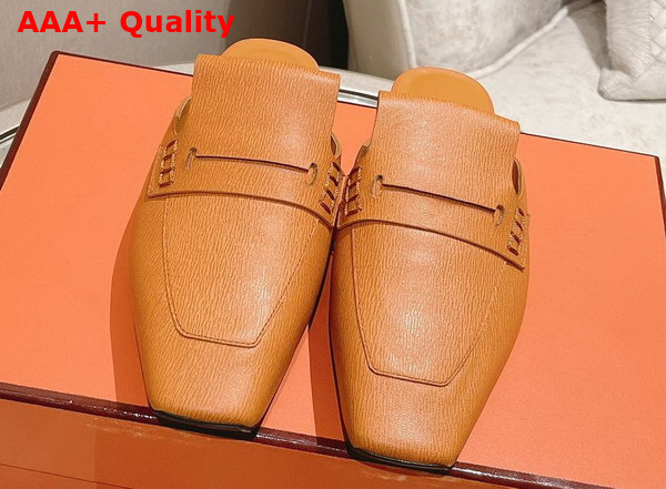 Hermes Eloge Mule Tan Boarded Goatskin Replica