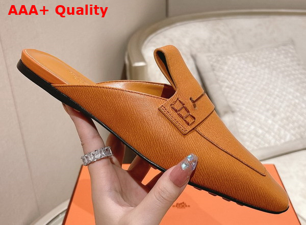 Hermes Eloge Mule Tan Boarded Goatskin Replica