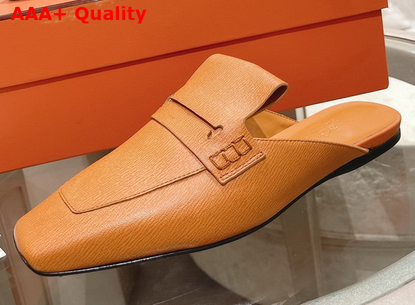 Hermes Eloge Mule Tan Boarded Goatskin Replica