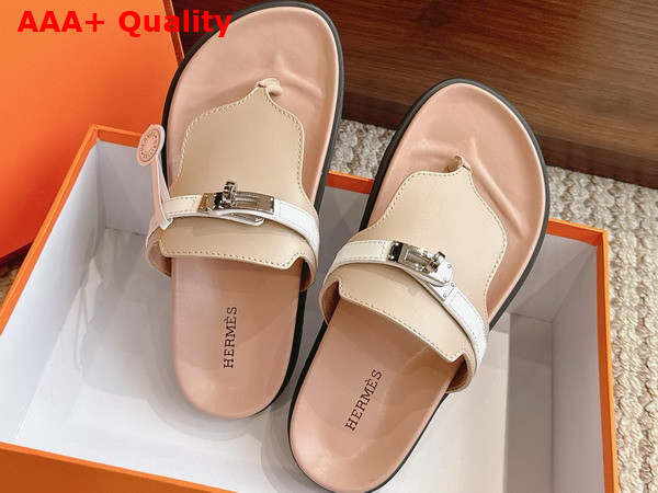 Hermes Empire Sandal in Beige Calfskin Replica