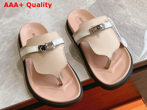 Hermes Empire Sandal in Beige Calfskin Replica