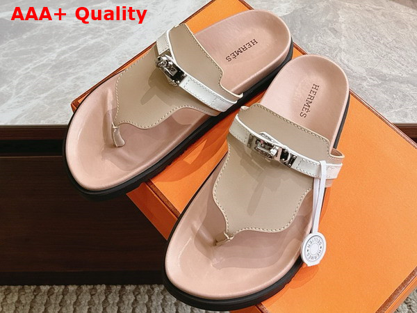 Hermes Empire Sandal in Beige Calfskin Replica