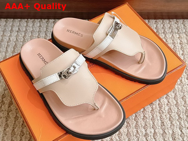 Hermes Empire Sandal in Beige Calfskin Replica