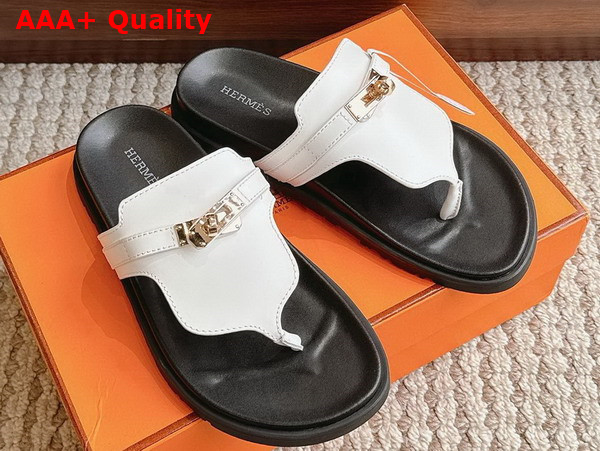 Hermes Empire Sandal in Blanc Calfskin Replica