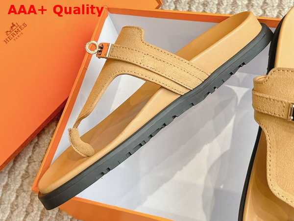 Hermes Empire Sandal in Suede Goatskin Beige Albatre Replica