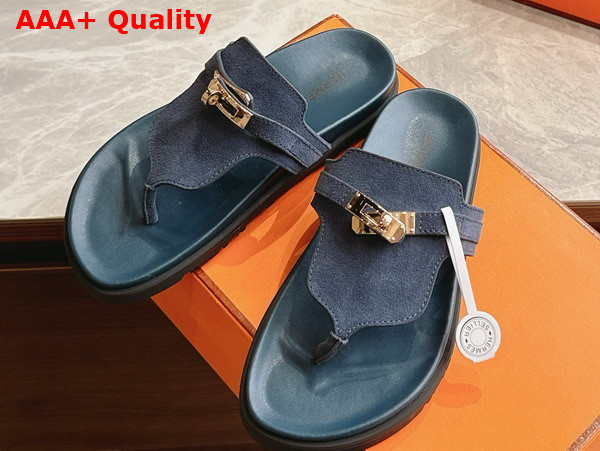 Hermes Empire Sandal in Suede Goatskin Bleu Celeste Replica