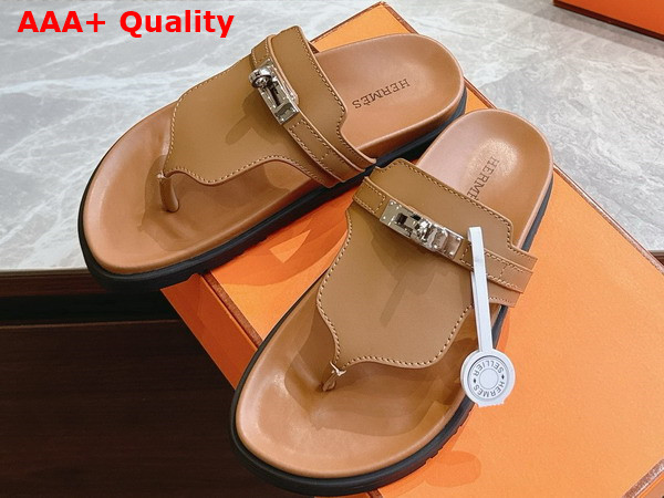 Hermes Empire Sandal in Tan Calfskin Replica