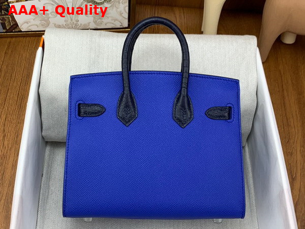 Hermes Faubourg Birkin 20 Blue Taiga Cowhide Leather and Black Alligator Leather Replica