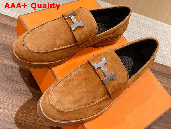 Hermes Faubourg Loafer in Naturel Suede Goatskin Replica