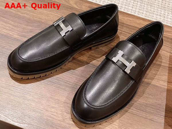 Hermes Faubourg Loafer in Noir Calfskin Replica