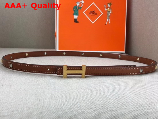 Hermes Focus Belt Buckle and Clous Medor Leather Strap 13mm Swift Calfskin Gold Replica