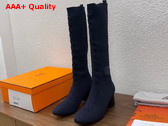 Hermes Fontaine 60 Boot in Navy Blue Knit Replica